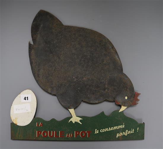 A French advertising sign Le Poullet al Pot Les Consume Parfait